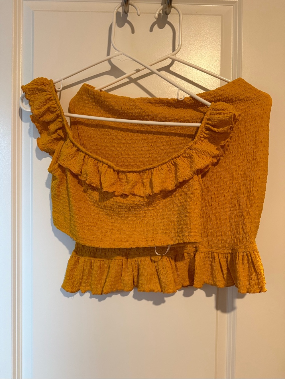 SHEIN Mustard Yellow Ruffle Romper Boho Summer M